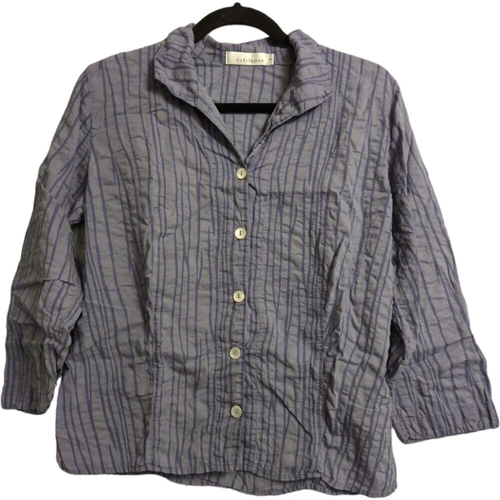 Cut Loose Purple Stripe Pattern Plaid Button Down Shirt Size S